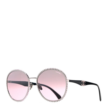 Chanel Metal Strass Round Sunglasses 71430 Black Pink 1 of 6