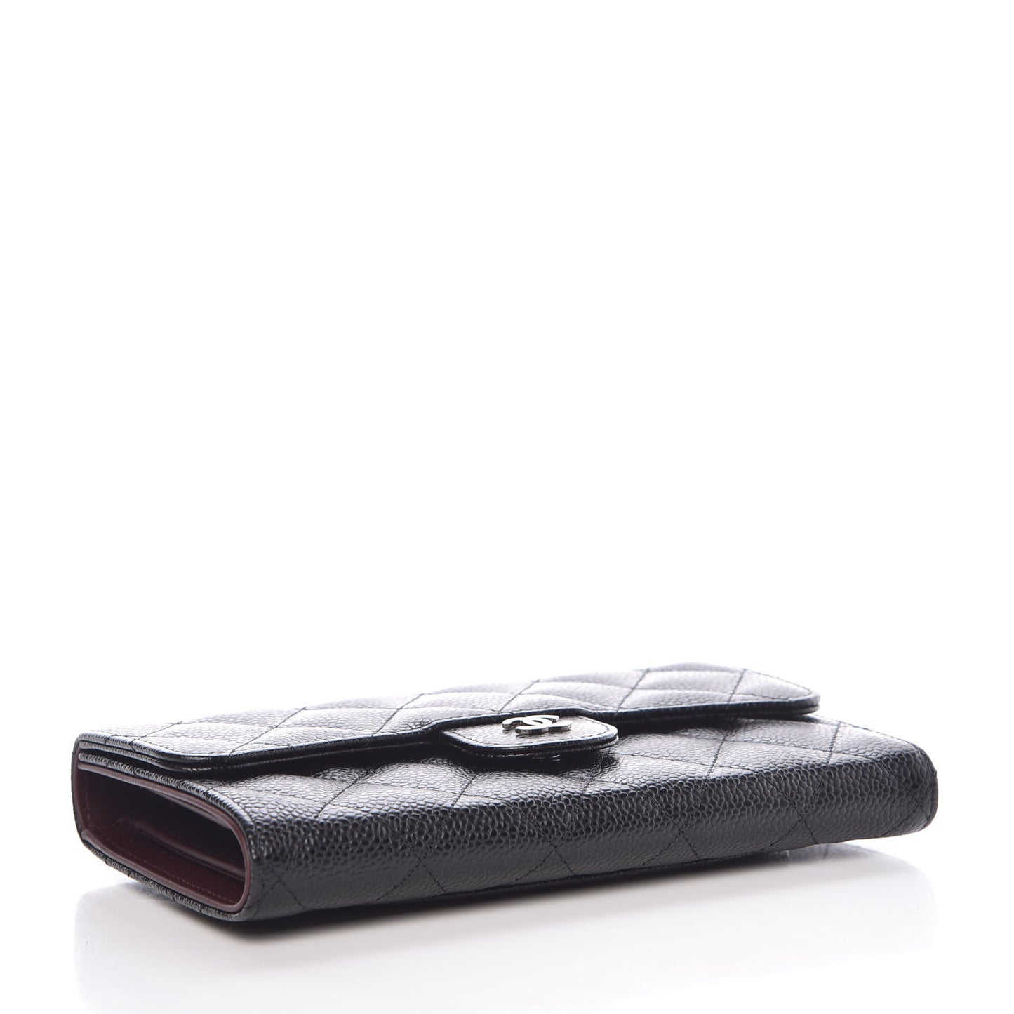 Caviar Quilted Long Flap Wallet Black
