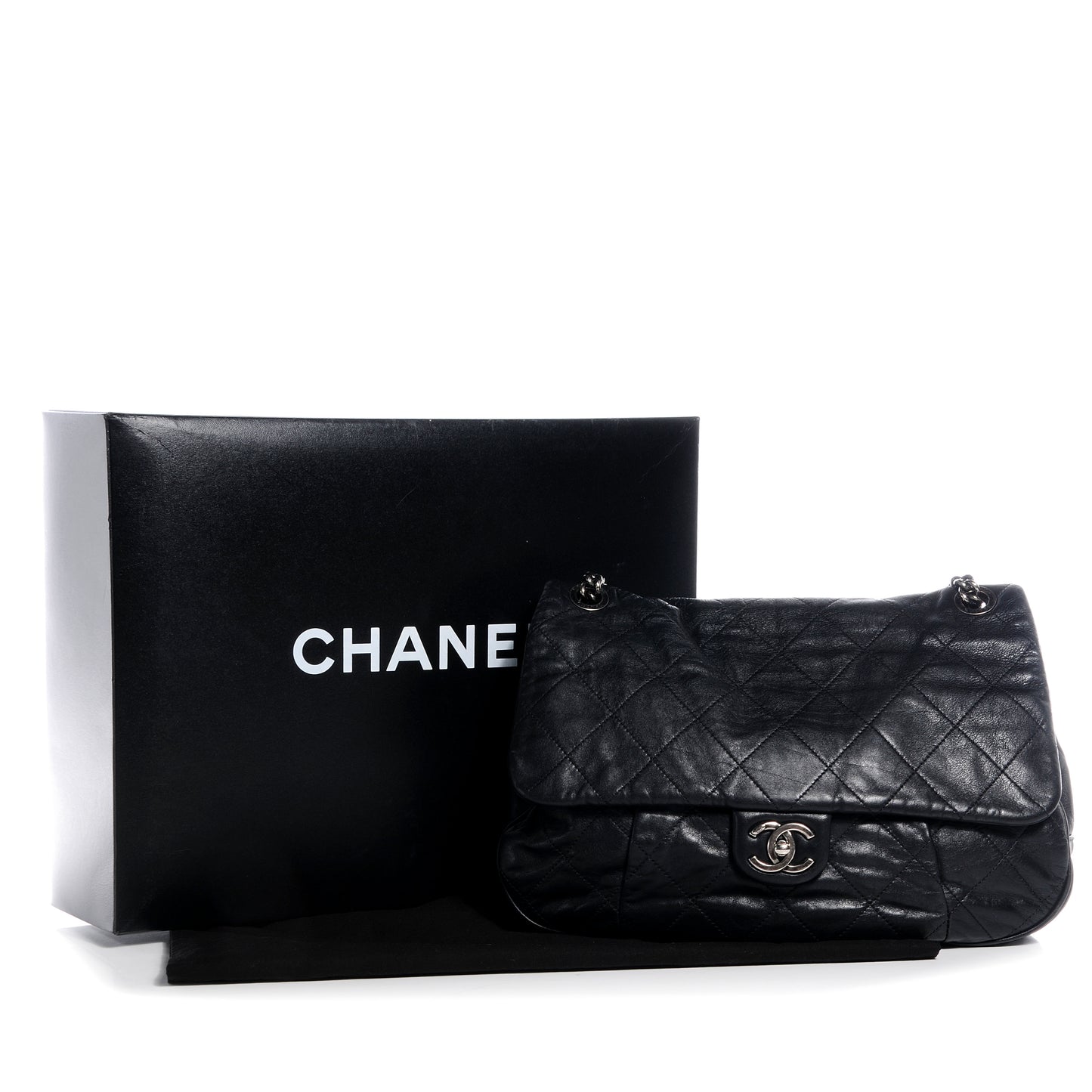 Calfskin Coco Pleats Flap Black