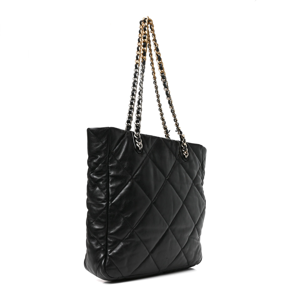 Lambskin Quilted Large Chanel 19 Shopping Tote Black