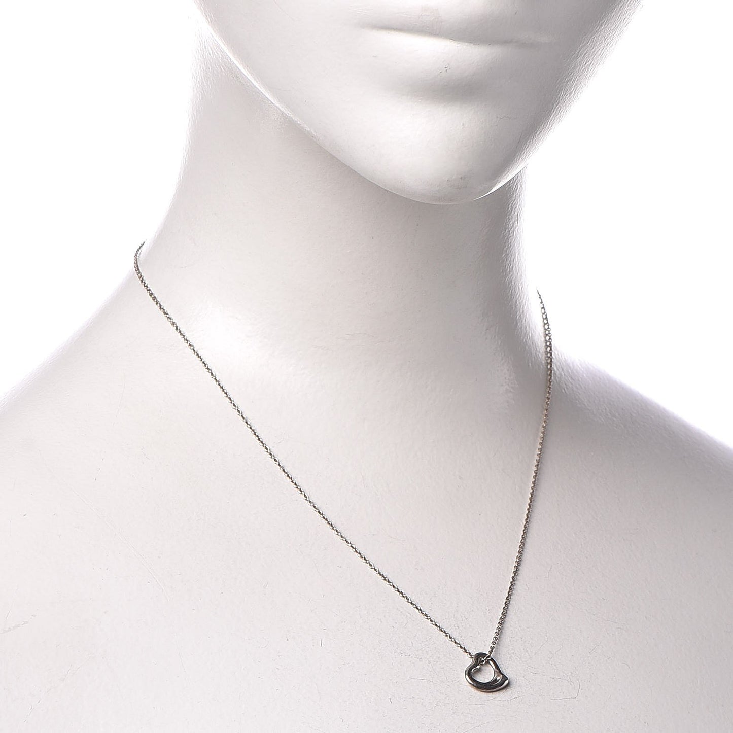 Sterling Silver 11mm Elsa Peretti Open Heart Pendant Necklace