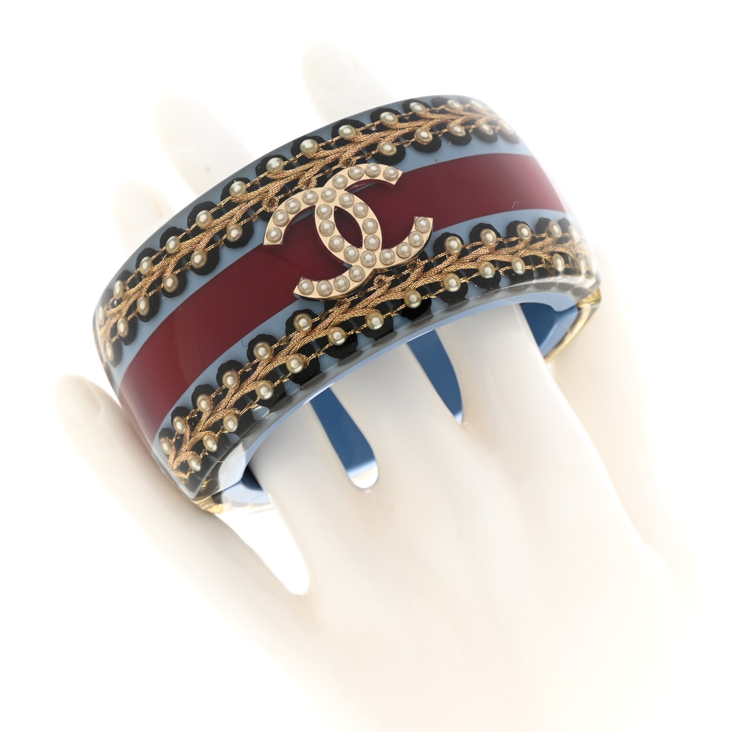 Resin Striped Pearl CC Cuff