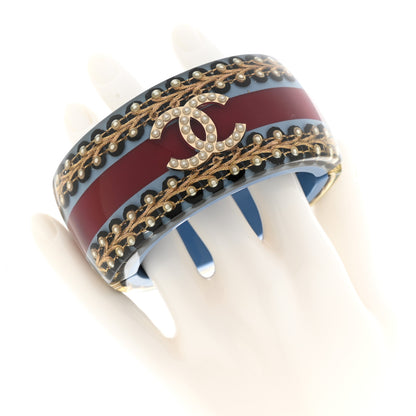 Chanel Resin Striped Pearl CC Cuff 2 of 5