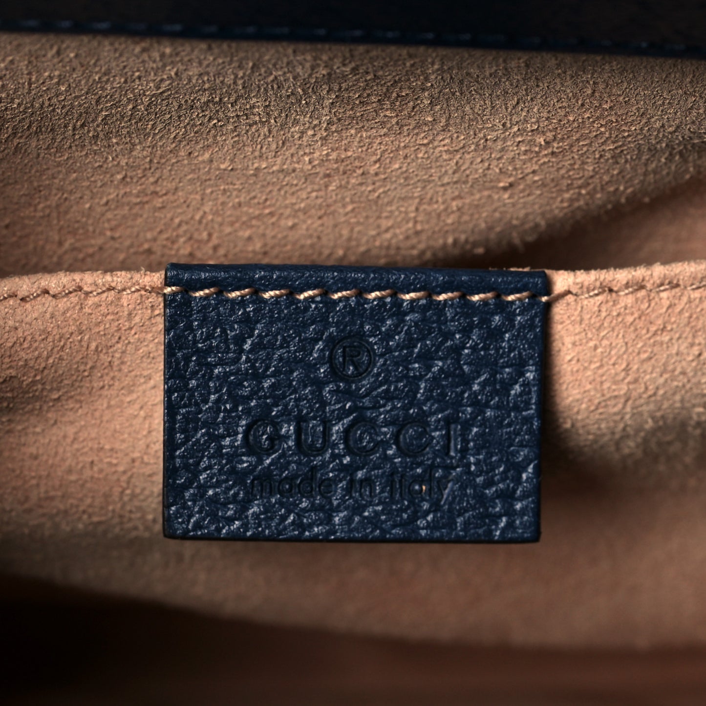 Textured Calfskin Web Small Ophidia Chain Shoulder Bag Blue Agata
