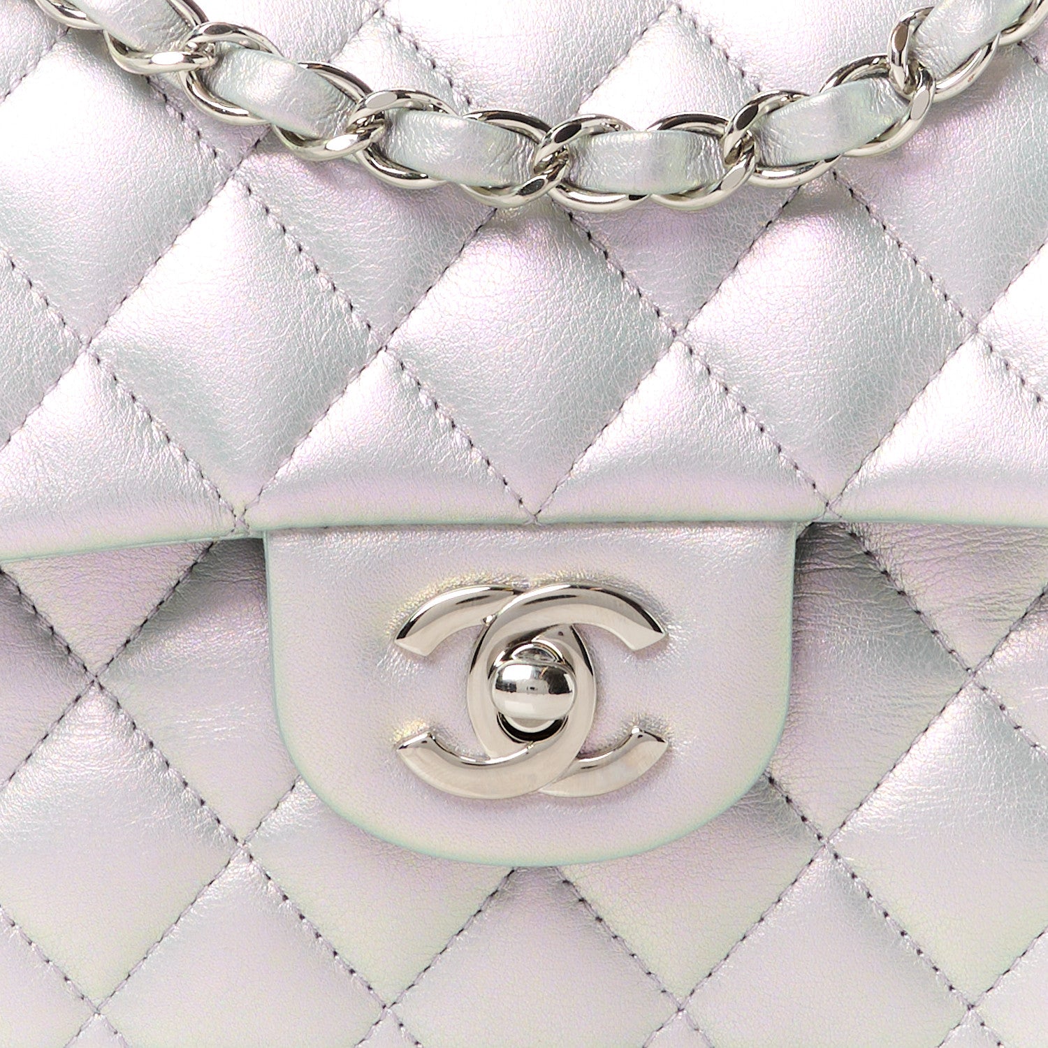 Chanel Iridescent Calfskin Quilted Small Double Flap Light Purple 9 of 12