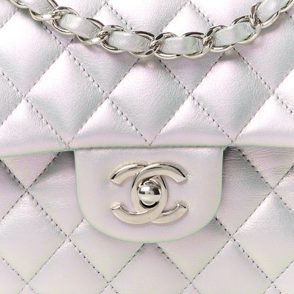 Chanel Iridescent Calfskin Quilted Small Double Flap Light Purple 9 of 12