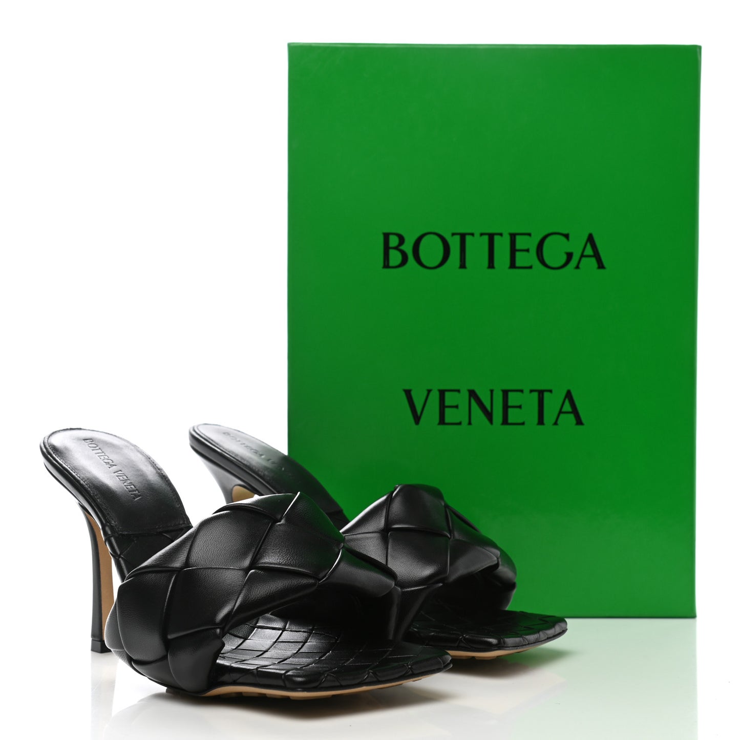 Nappa Maxi Intrecciato Lido Mule Sandals 38.5 Black