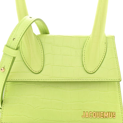 Jacquemus Calfskin Crocodile Embossed Le Chiquito Moyen Light Green 9 of 17