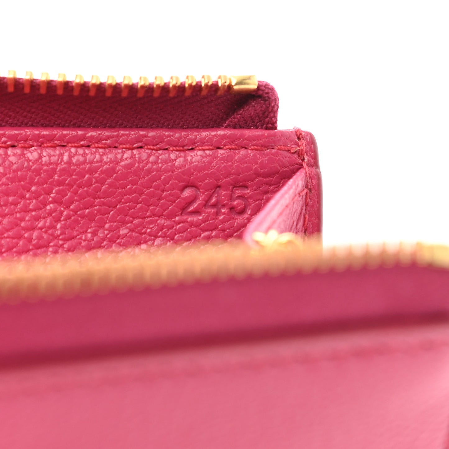 Goatskin Madras Zip Compact Wallet Pink
