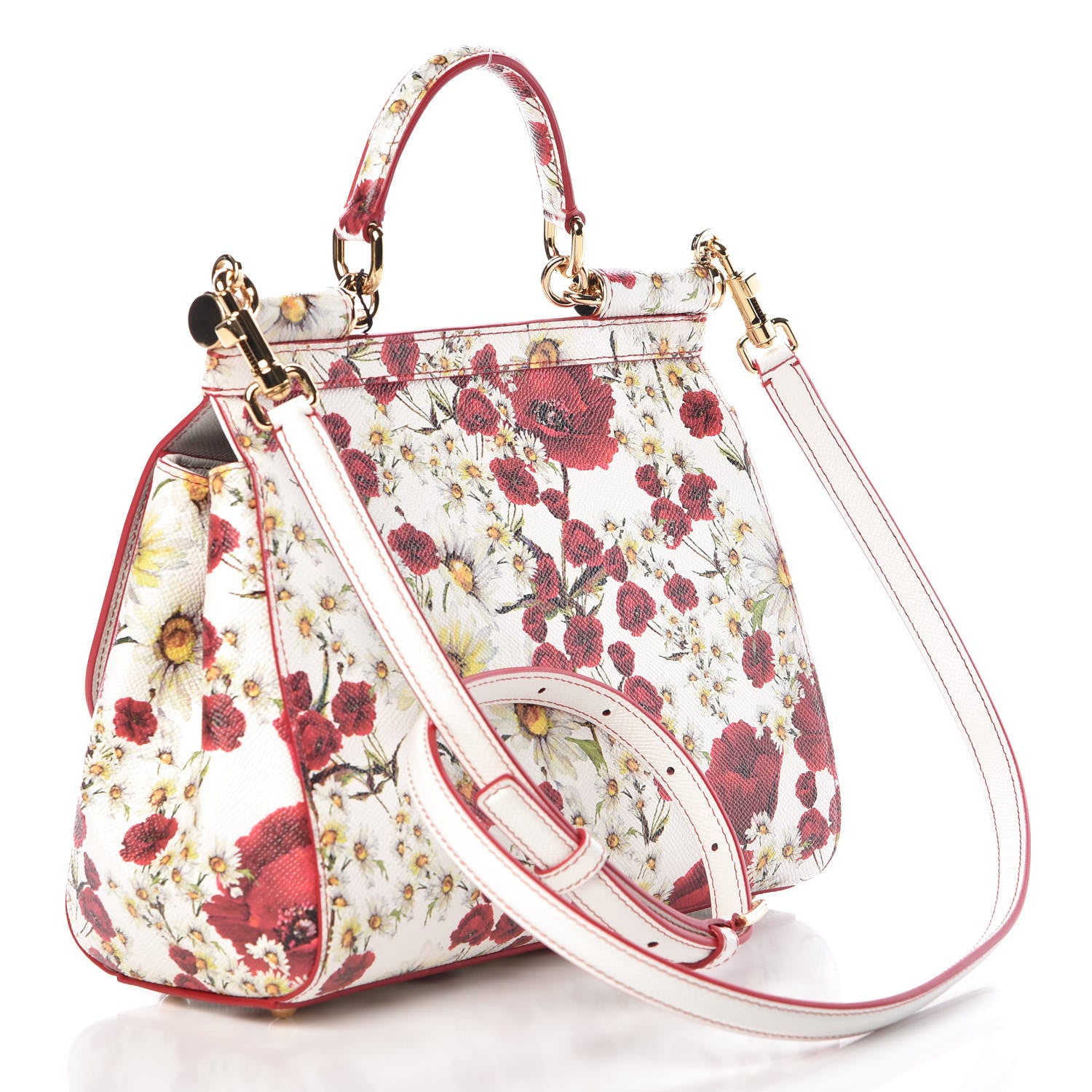 Dolce & Gabbana Dauphine Floral Print Medium Miss Sicily Satchel White 3 of 8