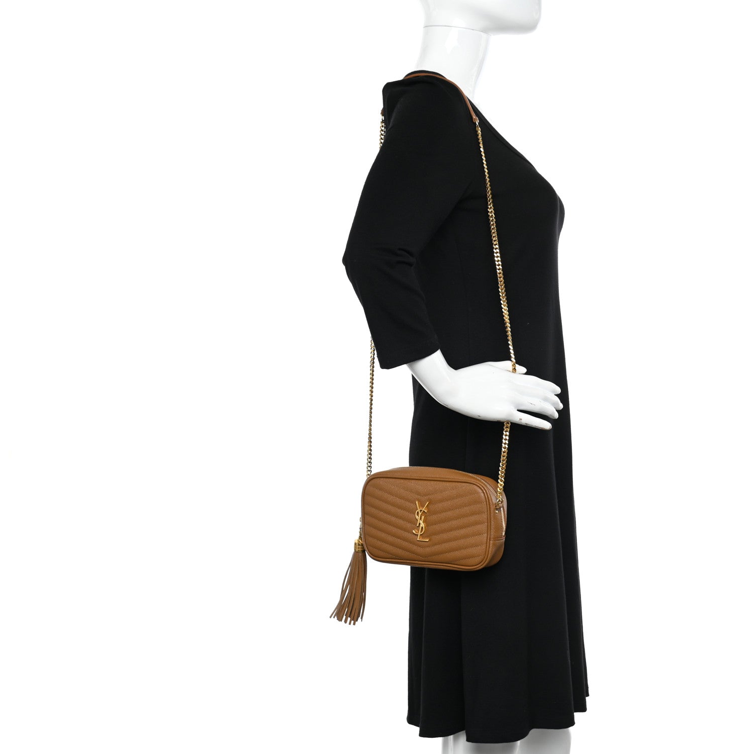 Saint Laurent Grain De Poudre Matelasse Monogram Mini Lou Camera Bag Dark Natural 2 of 12