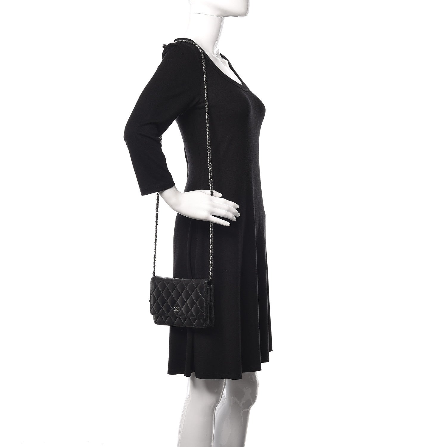 Chanel Lambskin Quilted Wallet On Chain WOC Black 2 of 11