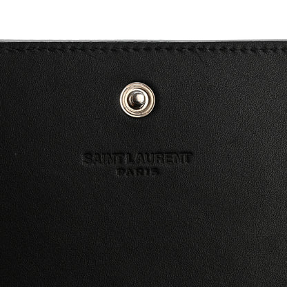 Saint Laurent Calfskin Crocodile Embossed Business Card Case Black 6 of 10