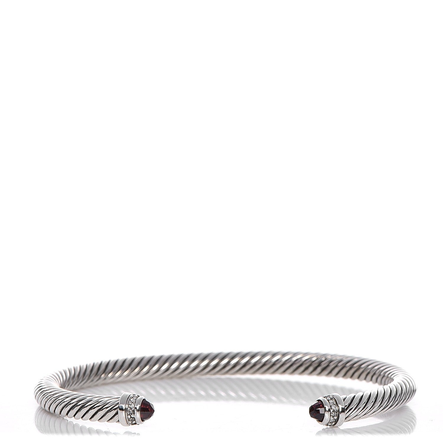 David Yurman Sterling Silver Garnet Diamond 5mm Cable Classics Bracelet 1 of 4