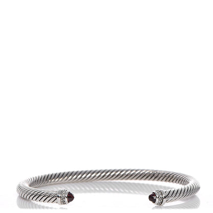 David Yurman Sterling Silver Garnet Diamond 5mm Cable Classics Bracelet 1 of 4