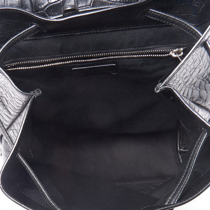 Saint Laurent Calfskin Crocodile Embossed Sac De Jour Backpack Black 7 of 10