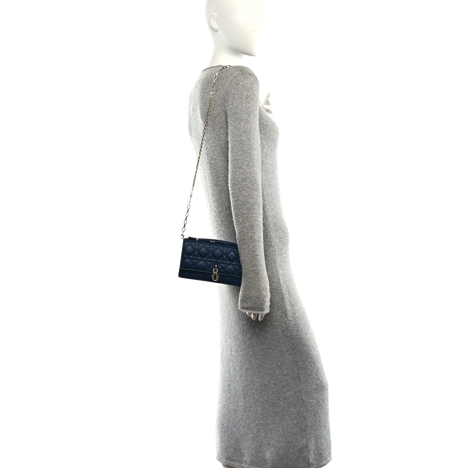 Christian Dior Lambskin Cannage Mini My Dior Bag Deep Ocean Blue 2 of 9