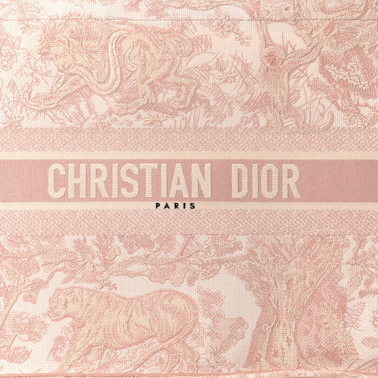 Christian Dior Canvas Toile De Jouy Embroidered Large Book Tote Pink 8 of 12