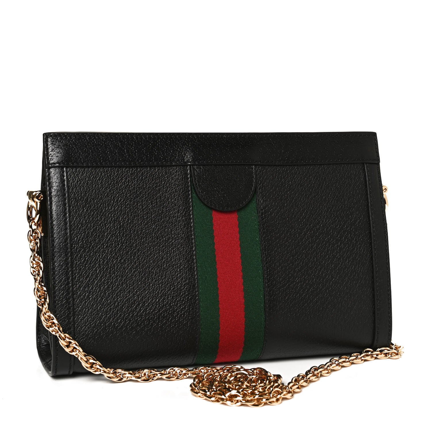 Gucci Calfskin GG Web Small Ophidia Chain Shoulder Bag Black 3 of 11