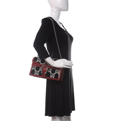 Gucci Tweed GG Monogram Small Dionysus Shoulder Bag Black White Romantic Cherry 2 of 10