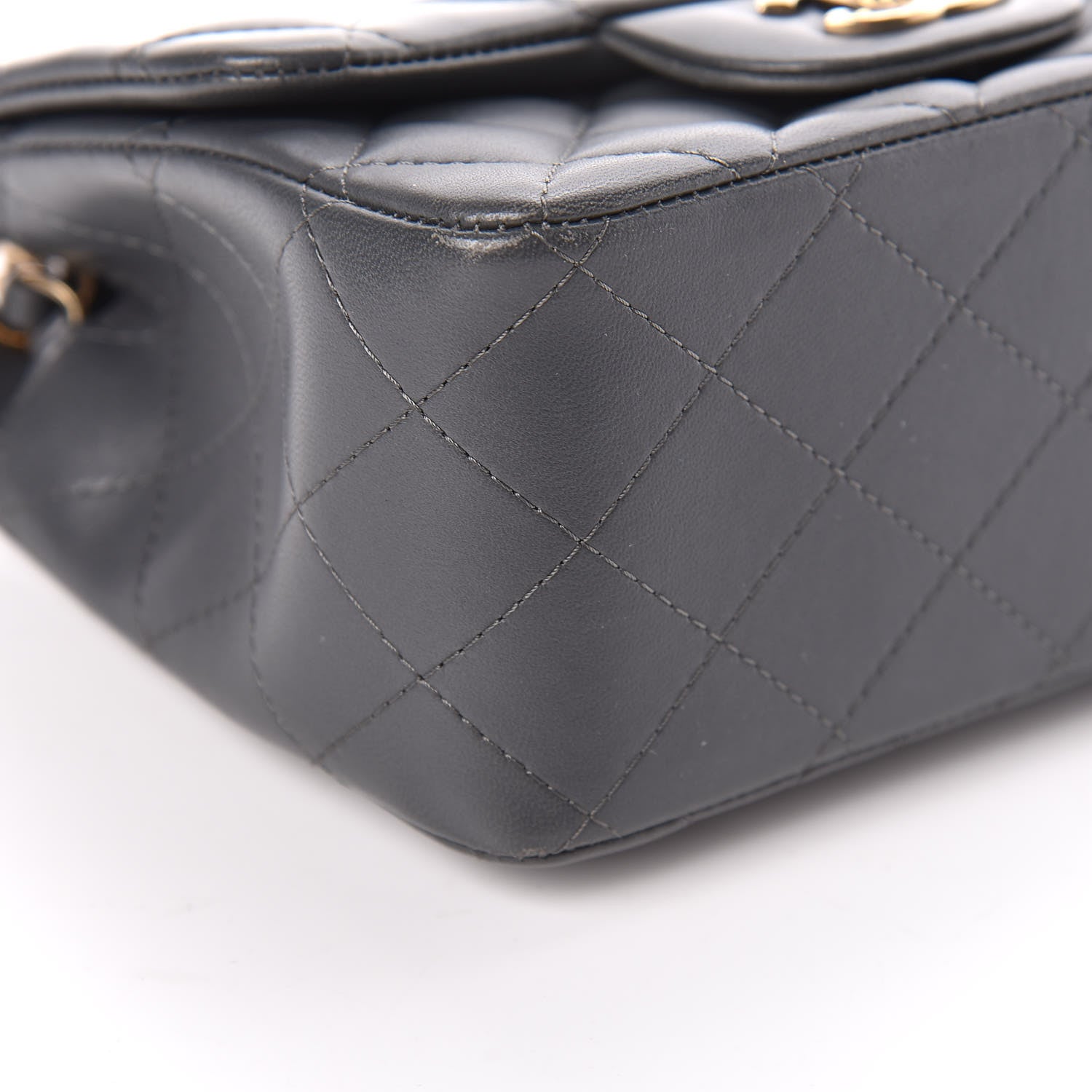 Chanel Lambskin Quilted Mini Square Flap Dark Grey 11 of 18