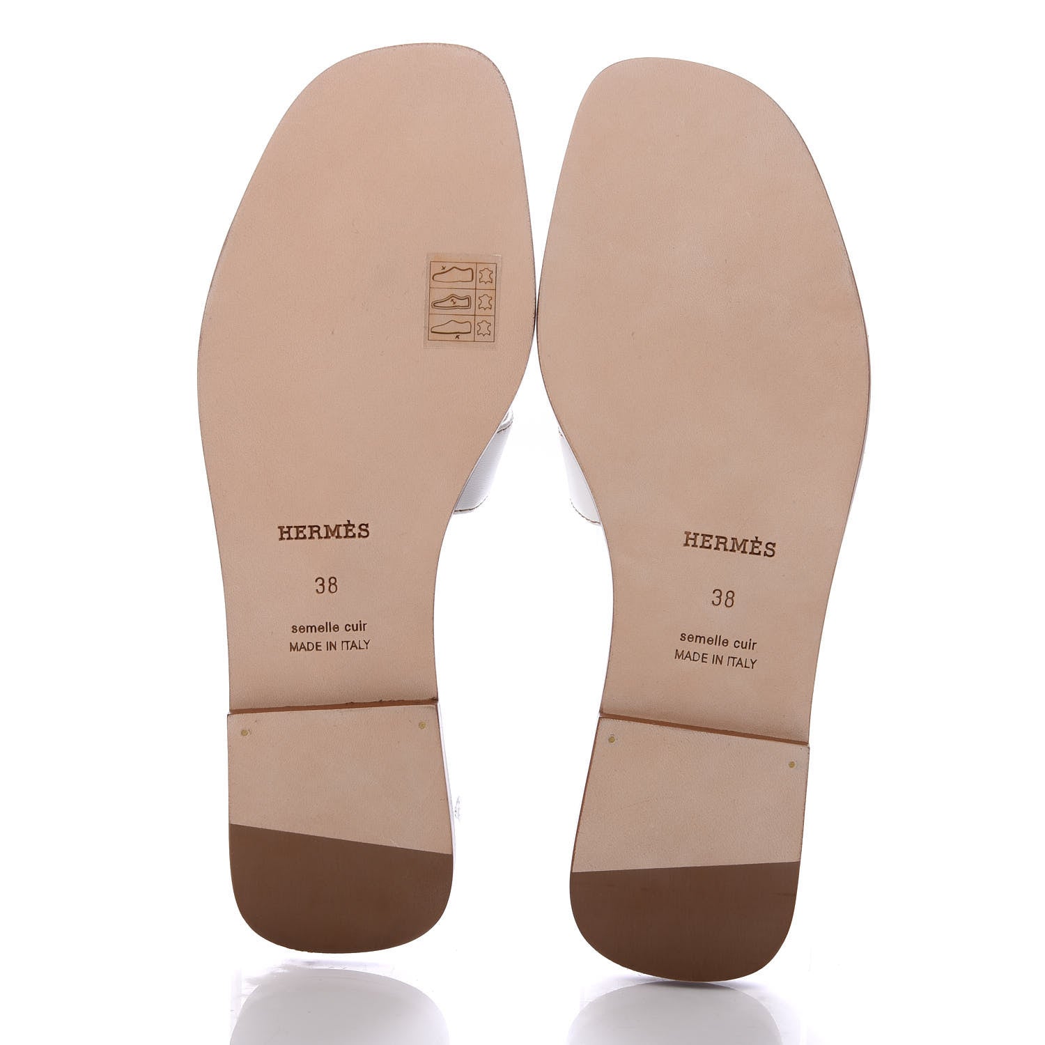 Hermes Box Calfskin Oran Sandals 38 White 5 of 10