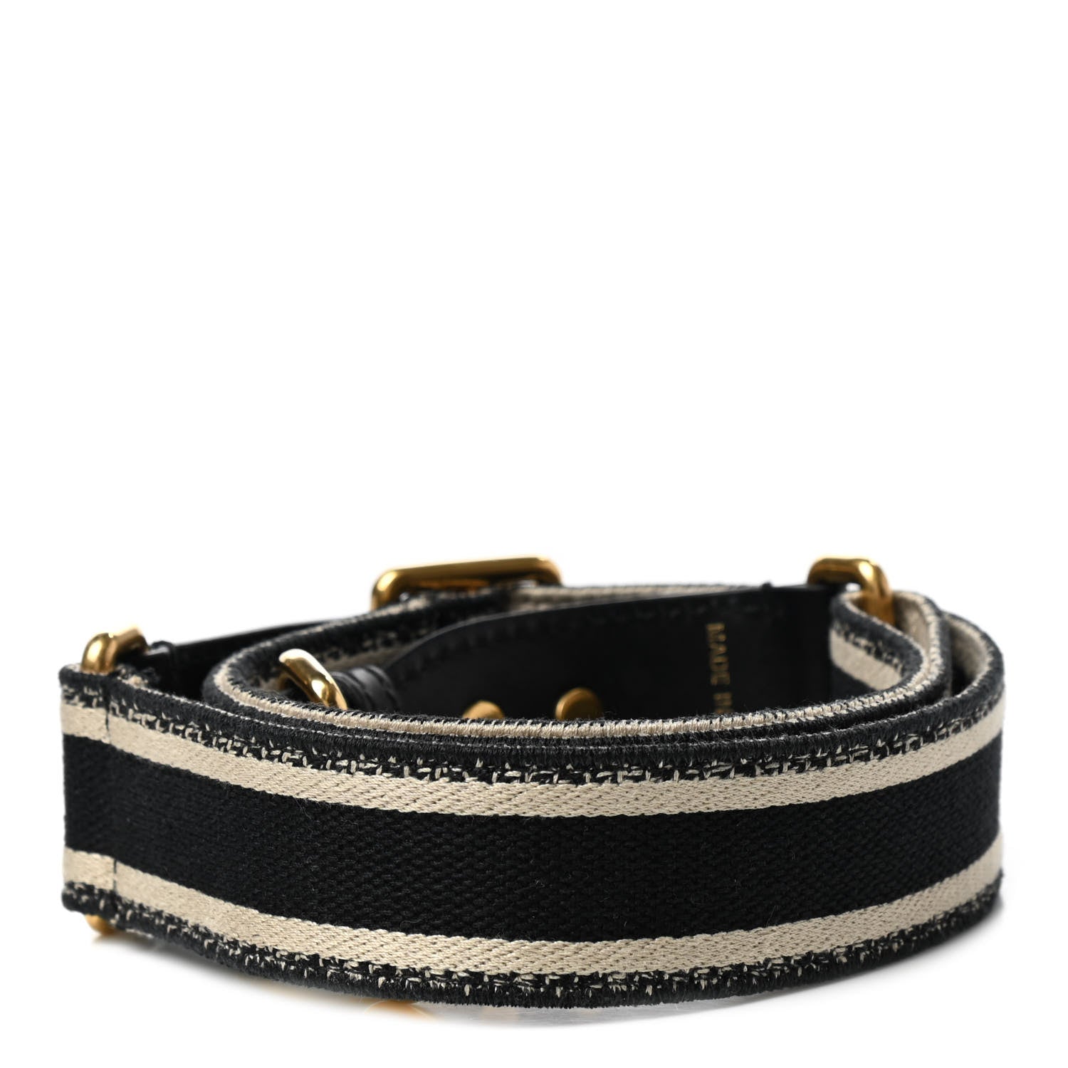 Christian Dior Canvas Embroidered Adjustable Shoulder Strap Black Beige 2 of 5