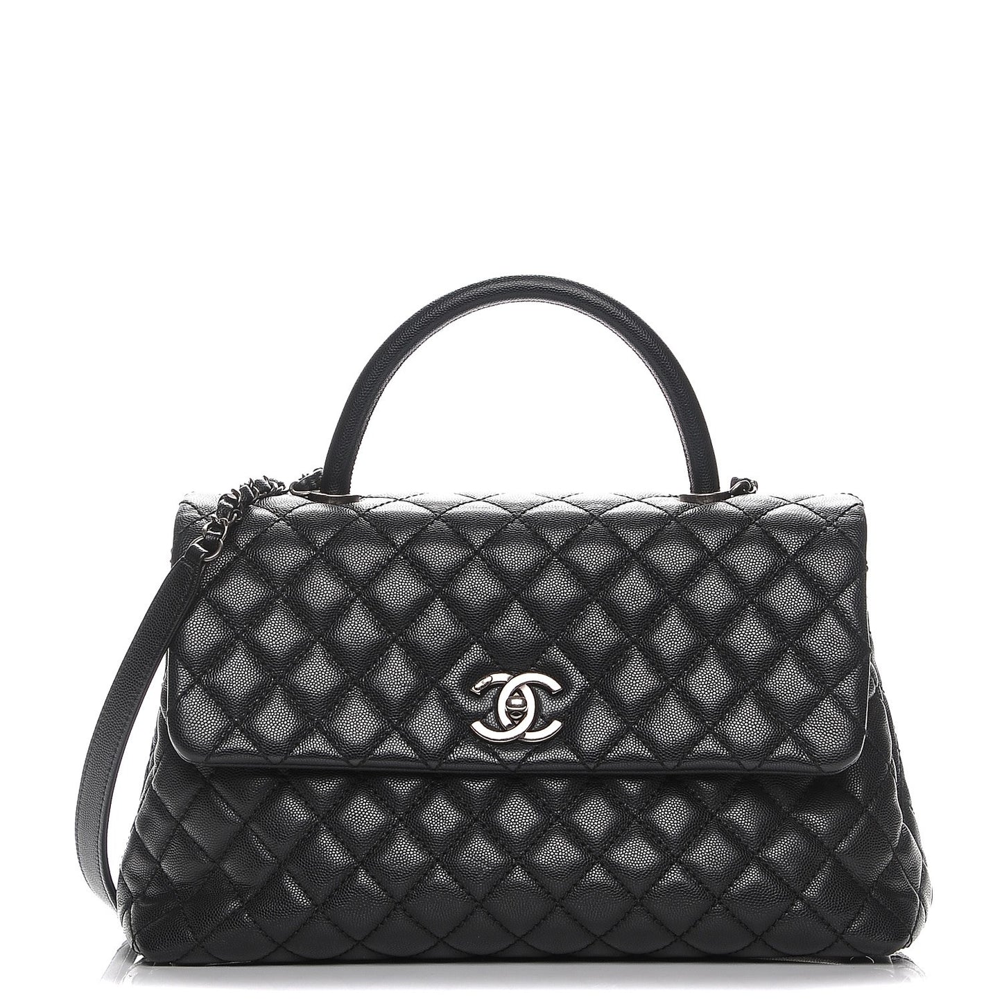 Caviar Quilted Medium Coco Handle Flap Black