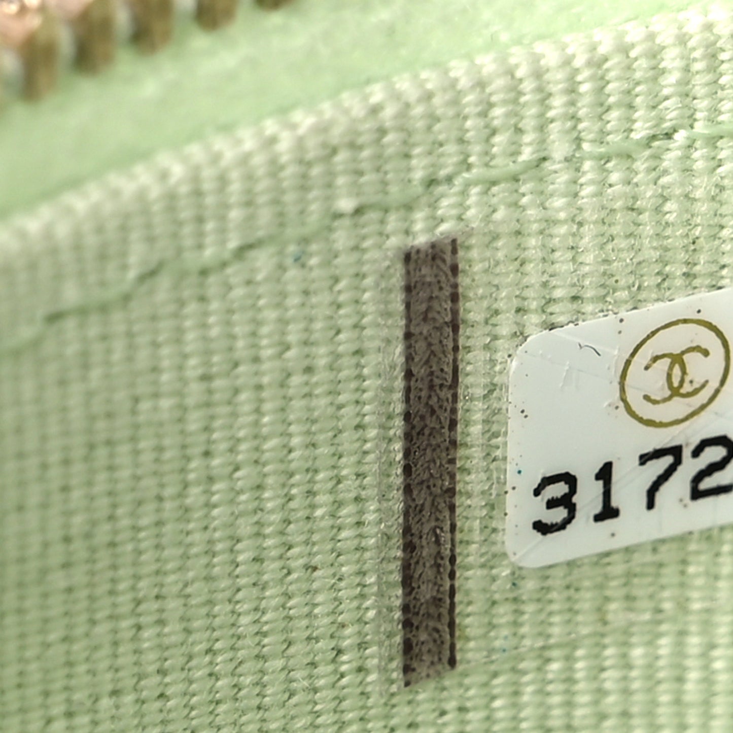 Caviar Quilted Phone Holder With Chain Light Green