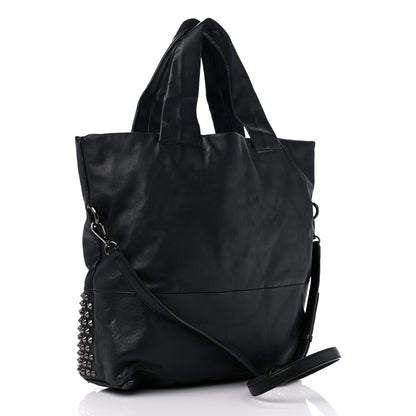 MCM Calfskin Studded Tote Black 3 of 15