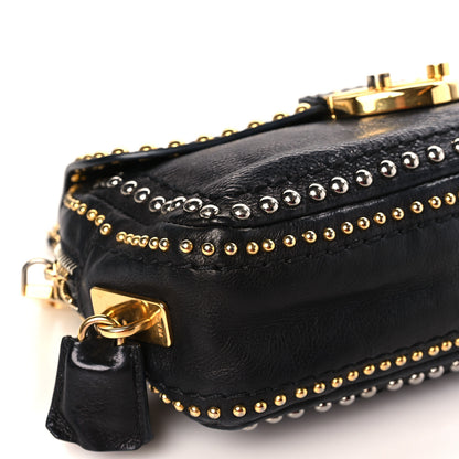 Prada Glace Calf Studded Pushlock Chain Shoulder Bag Black 8 of 9