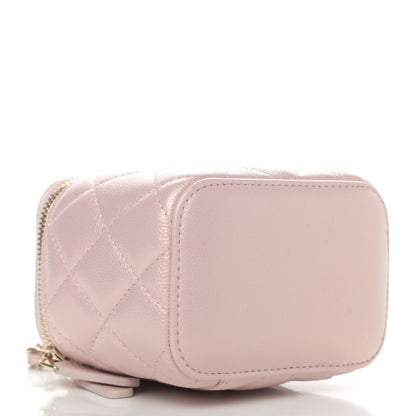 Chanel Iridescent Caviar Quilted Mini Pearl On Top Vanity Case With Chain Light Pink 3 of 4