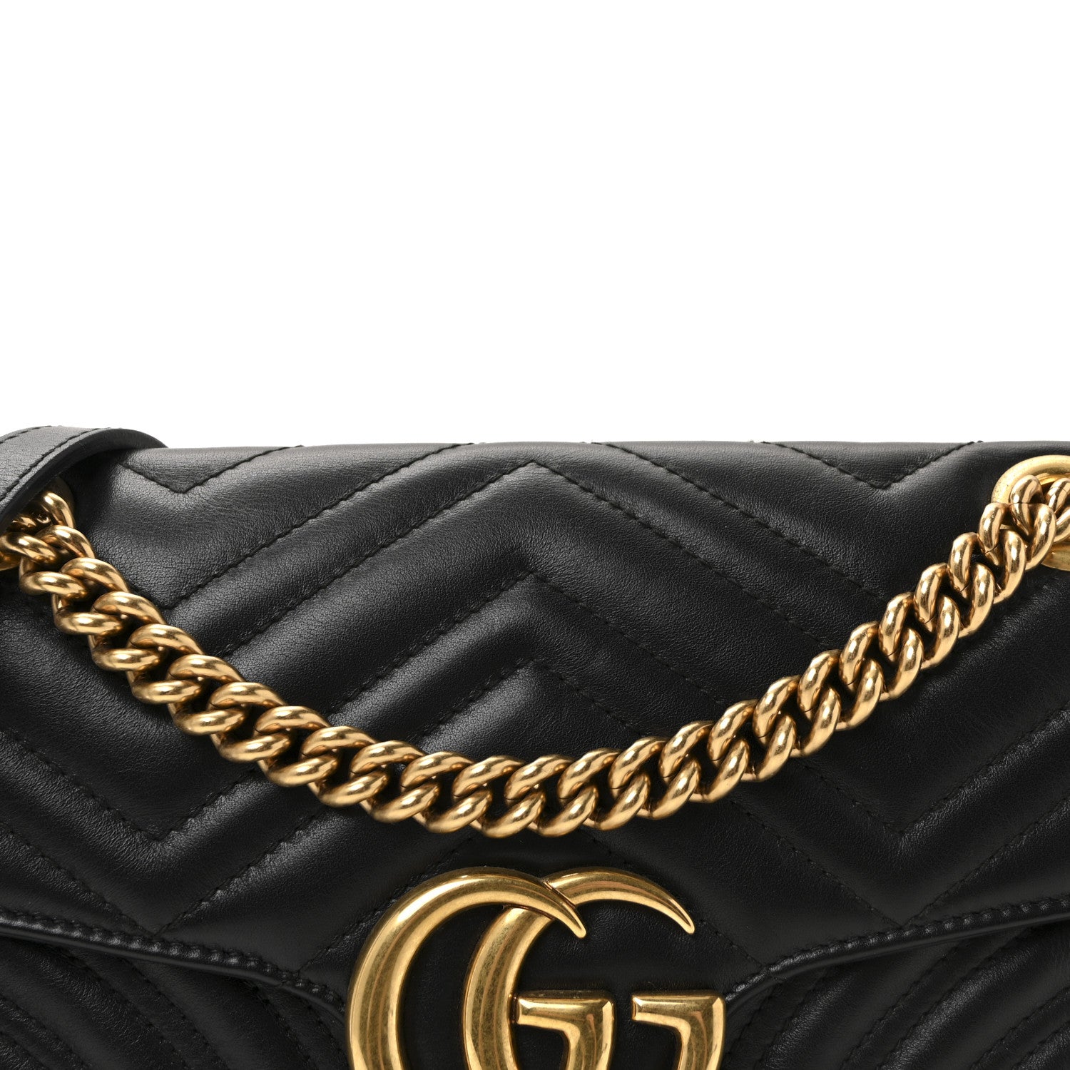 Gucci Calfskin Matelasse Small GG Marmont Shoulder Bag Black 8 of 10