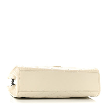 Saint Laurent Crinkled Calfskin Matelasse Monogram Medium Niki Shopper Tote Crema Soft 4 of 10
