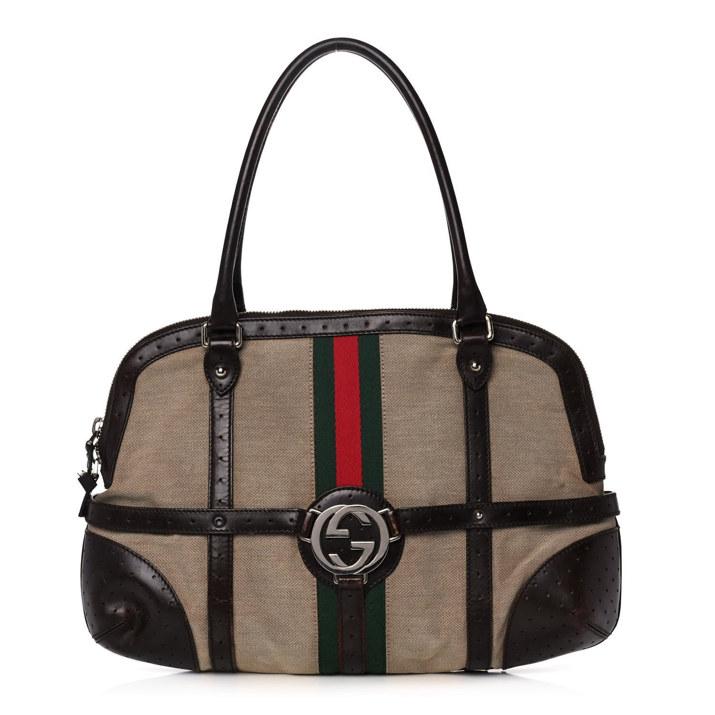 Canvas Web GG Reins Shoulder Bag Brown