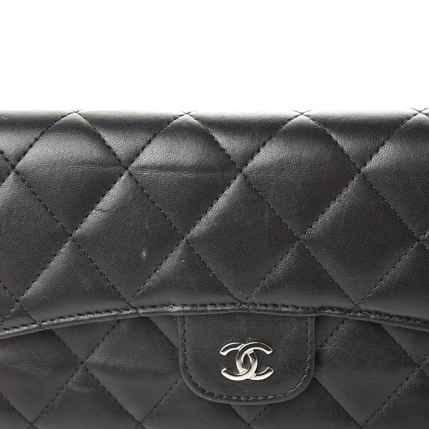 Chanel Lambskin Quilted Large Flap Wallet Black 13 of 14