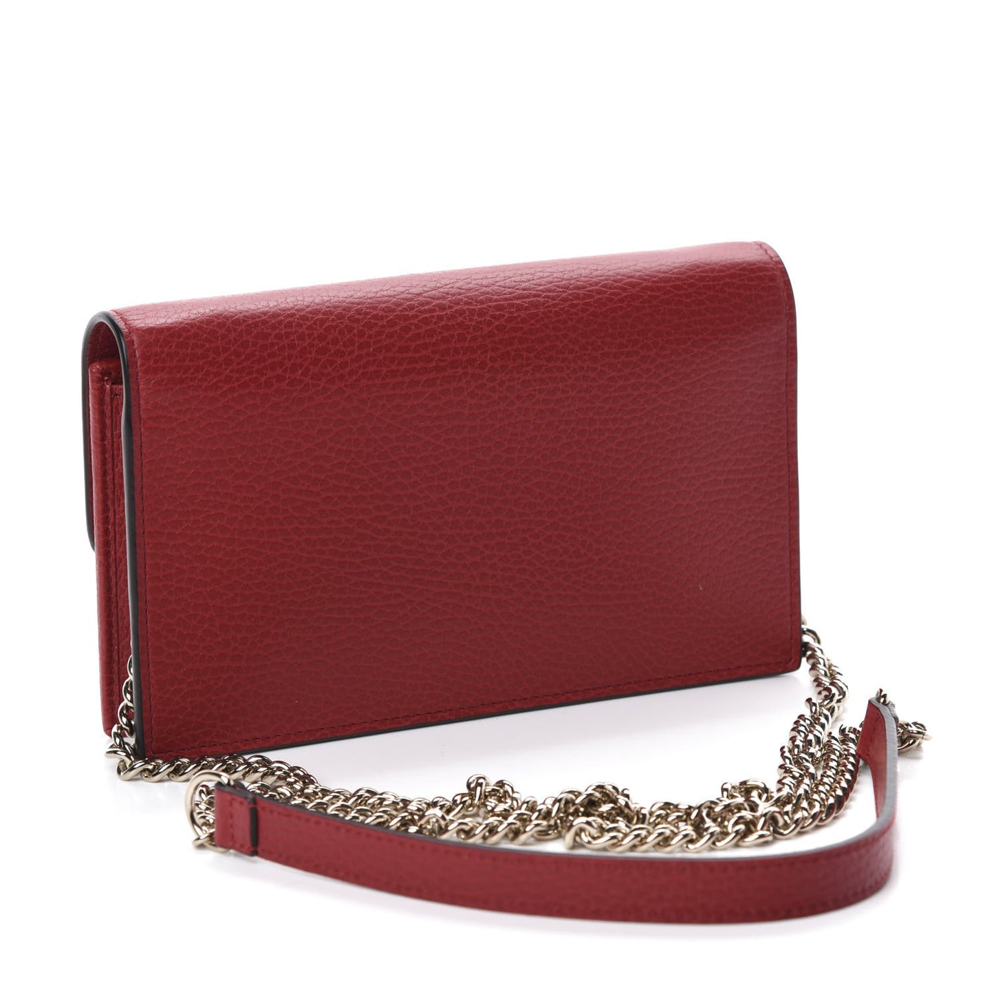Dollar Calfskin Interlocking G Chain Wallet Red