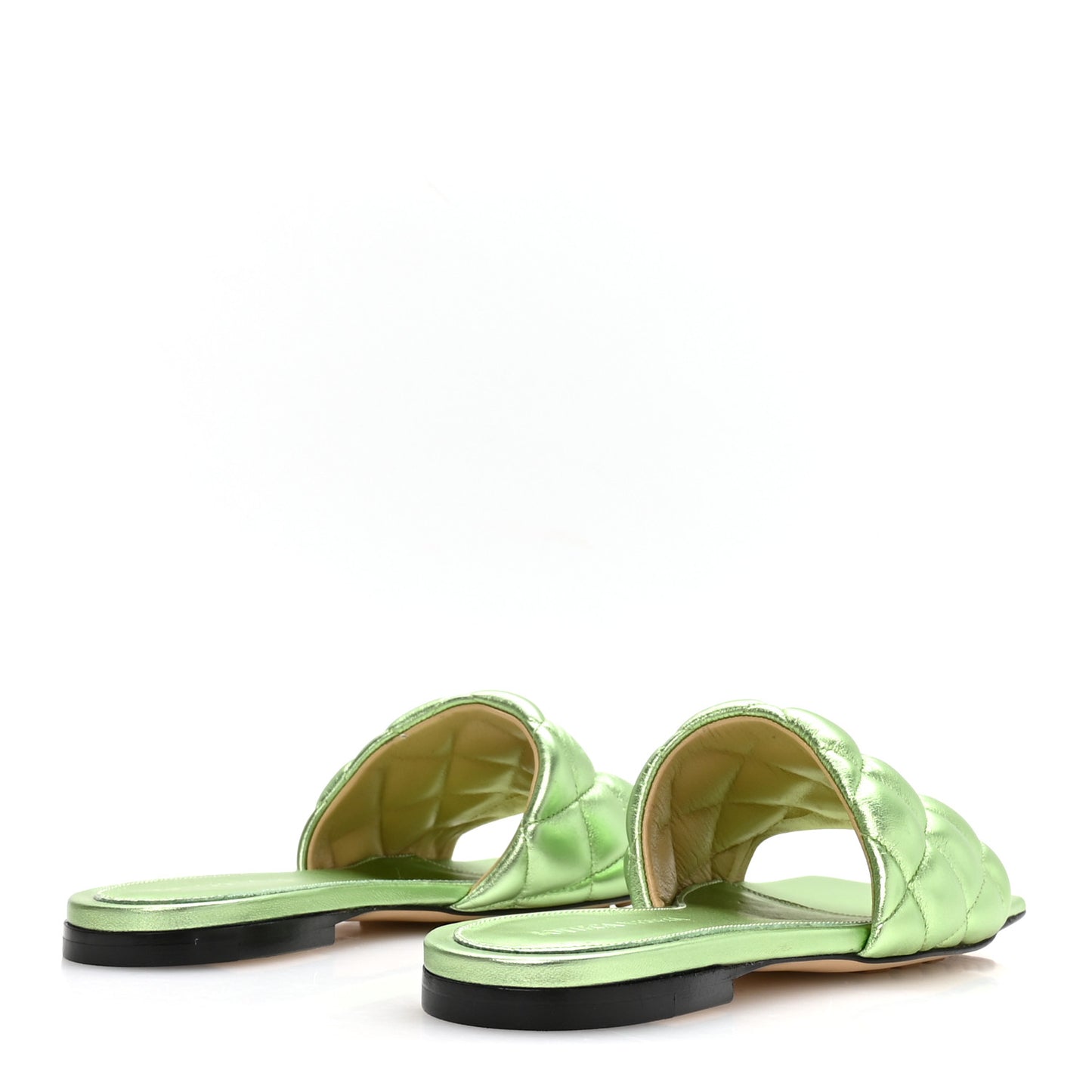 Metallic Nappa Reflection Matelasse Padded Flat Sandals 36 Pistachio