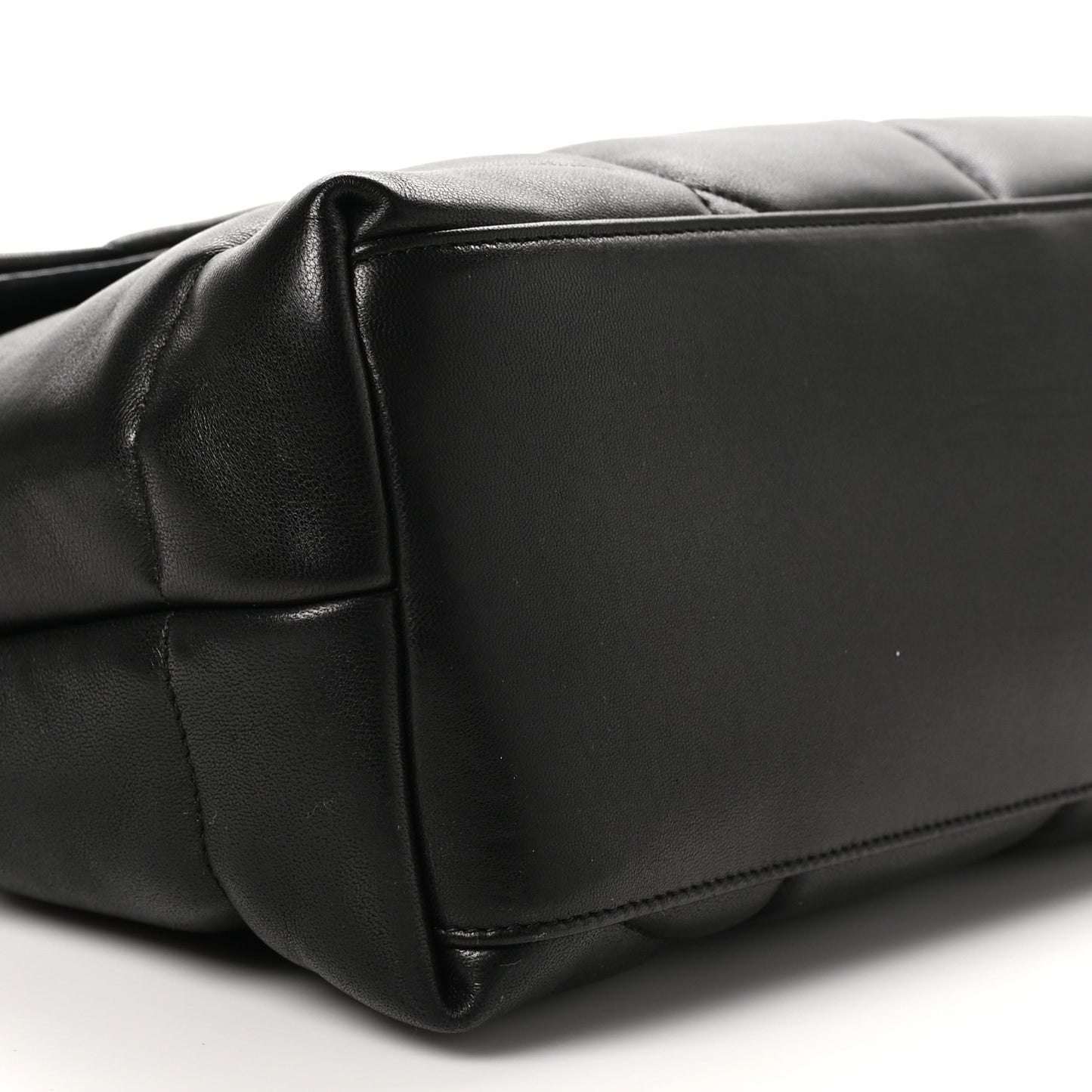 Lambskin Quilted Monogram Monochrome Medium Loulou Puffer Chain Satchel Black