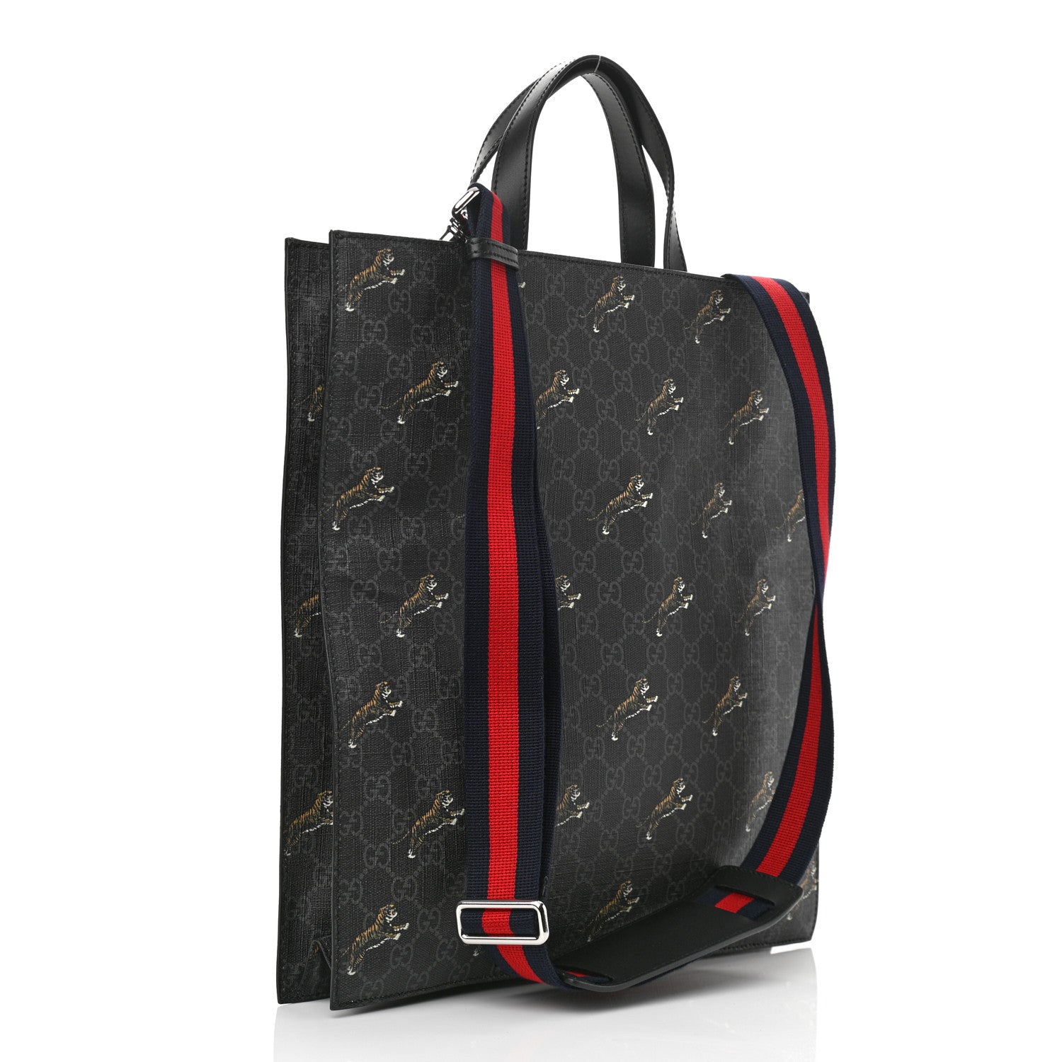 Gucci GG Supreme Monogram Tigers Web Vertical Tote Black Multicolor 3 of 11