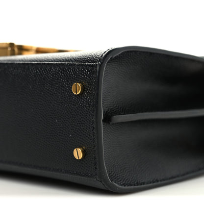Saint Laurent Grain de Poudre Mini Classic Monogram Cassandra Top Handle Black 9 of 9