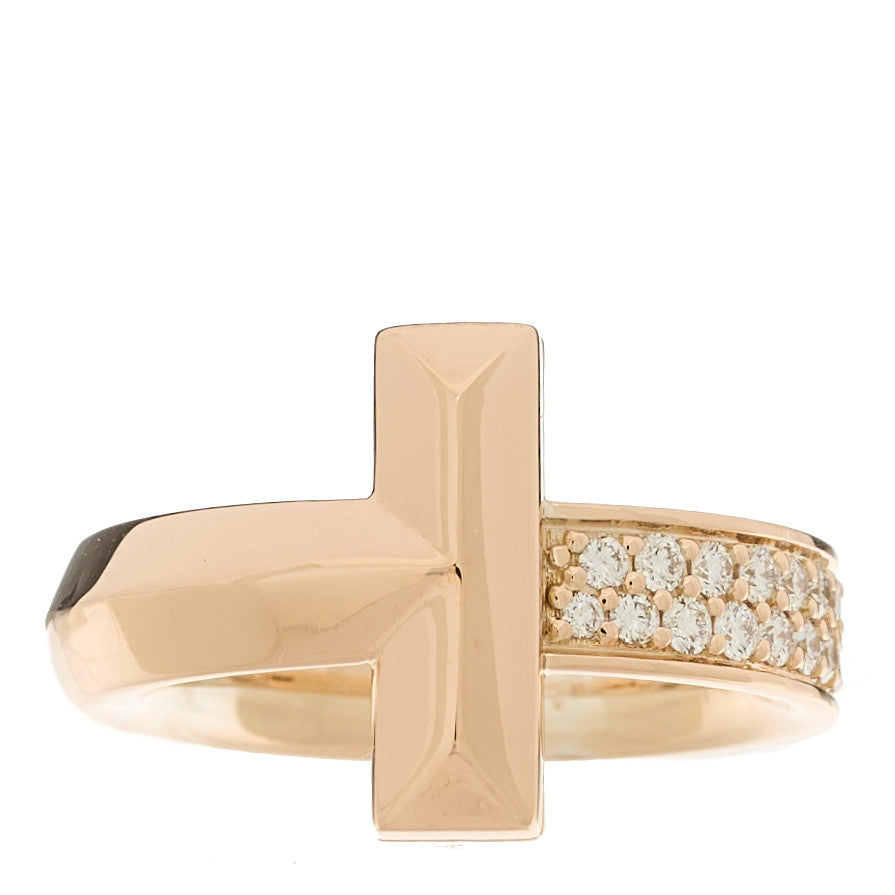 Tiffany 18K Rose Gold Diamond T T1 Ring 49 5 1 of 5