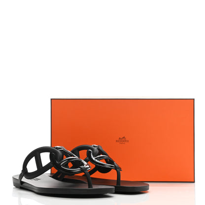 Hermes Rubber Womens Egerie Sandals 41 Black 10 of 10