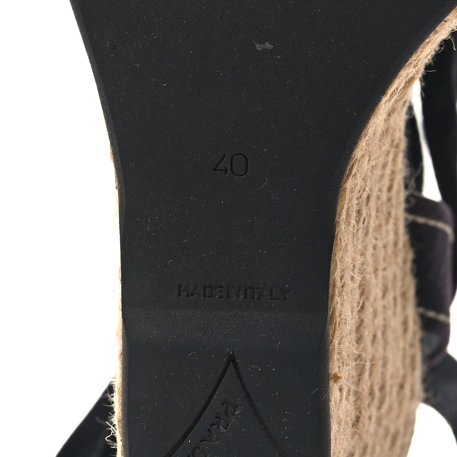 Prada Linen Logo Espadrille 90mm Wedge Sandals 40 Blue 6 of 7