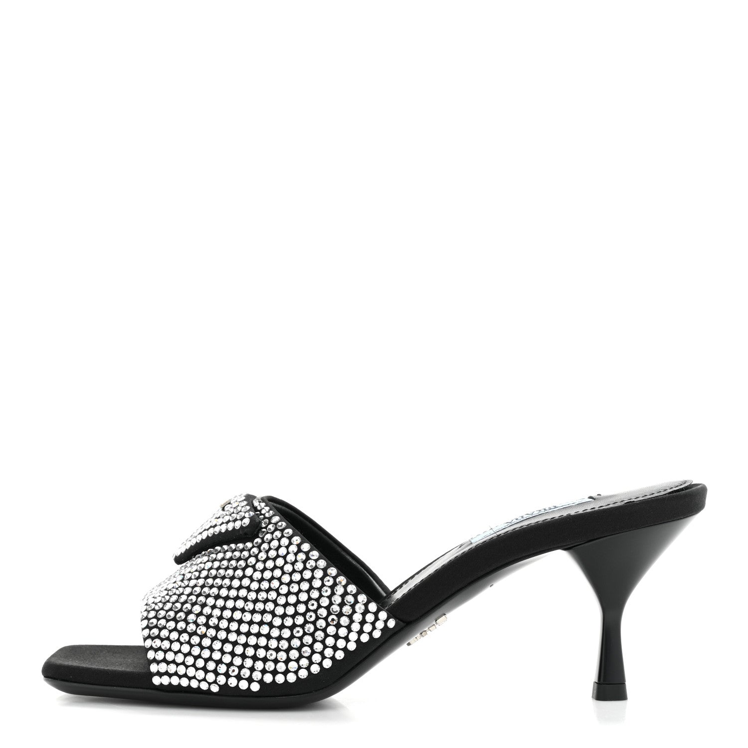 Prada Satin Crystal Logo 65mm Slide Sandals 37.5 Cristal 1 of 11
