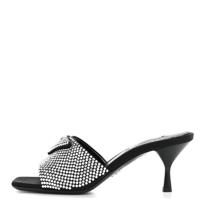 Prada Satin Crystal Logo 65mm Slide Sandals 37.5 Cristal 1 of 11