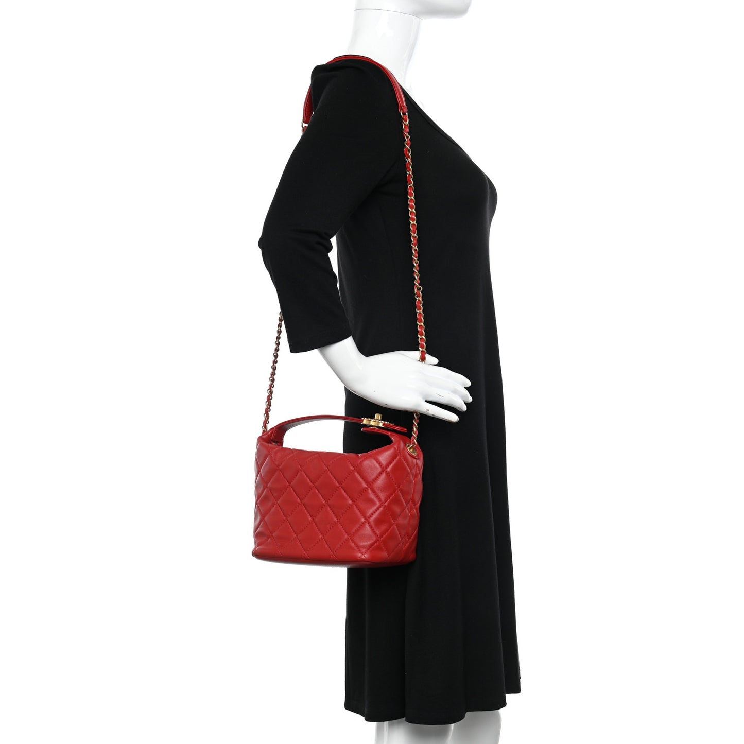 Lambskin Quilted Perfect Meeting Hobo Red