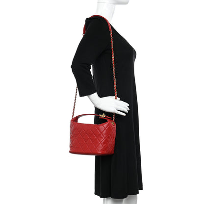 Chanel Lambskin Quilted Perfect Meeting Hobo Red 2 of 10