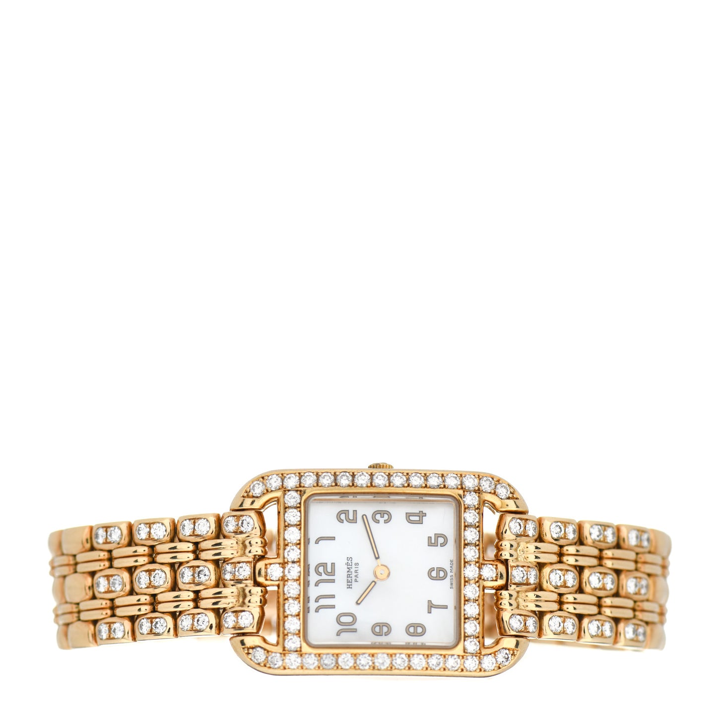 18K Yellow Gold Diamond Pave Mother of Pearl 23mm Cape Cod Quartz Watch