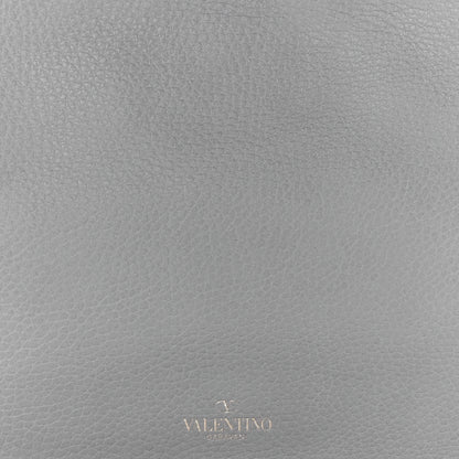 Valentino Garavani Pebbled Calfskin Large Rockstud Zip Pouch Pastel Grey 9 of 12